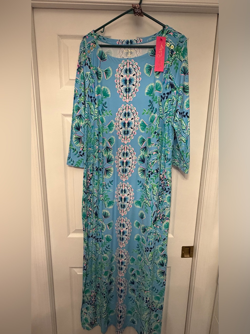 NWT Lilly Pulitzer Seralina Chillylilly Maxi Dress "Frenchie Blue Mosaic Shells